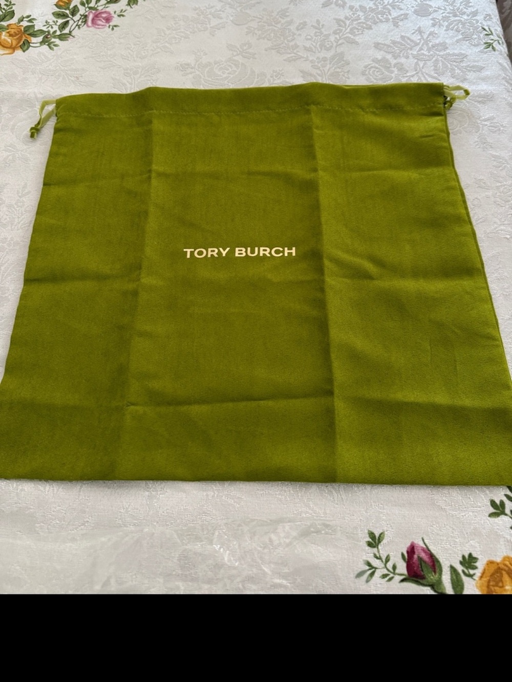 Tory Burch Neon Lime Drawstring Dust Pouch size 14X15